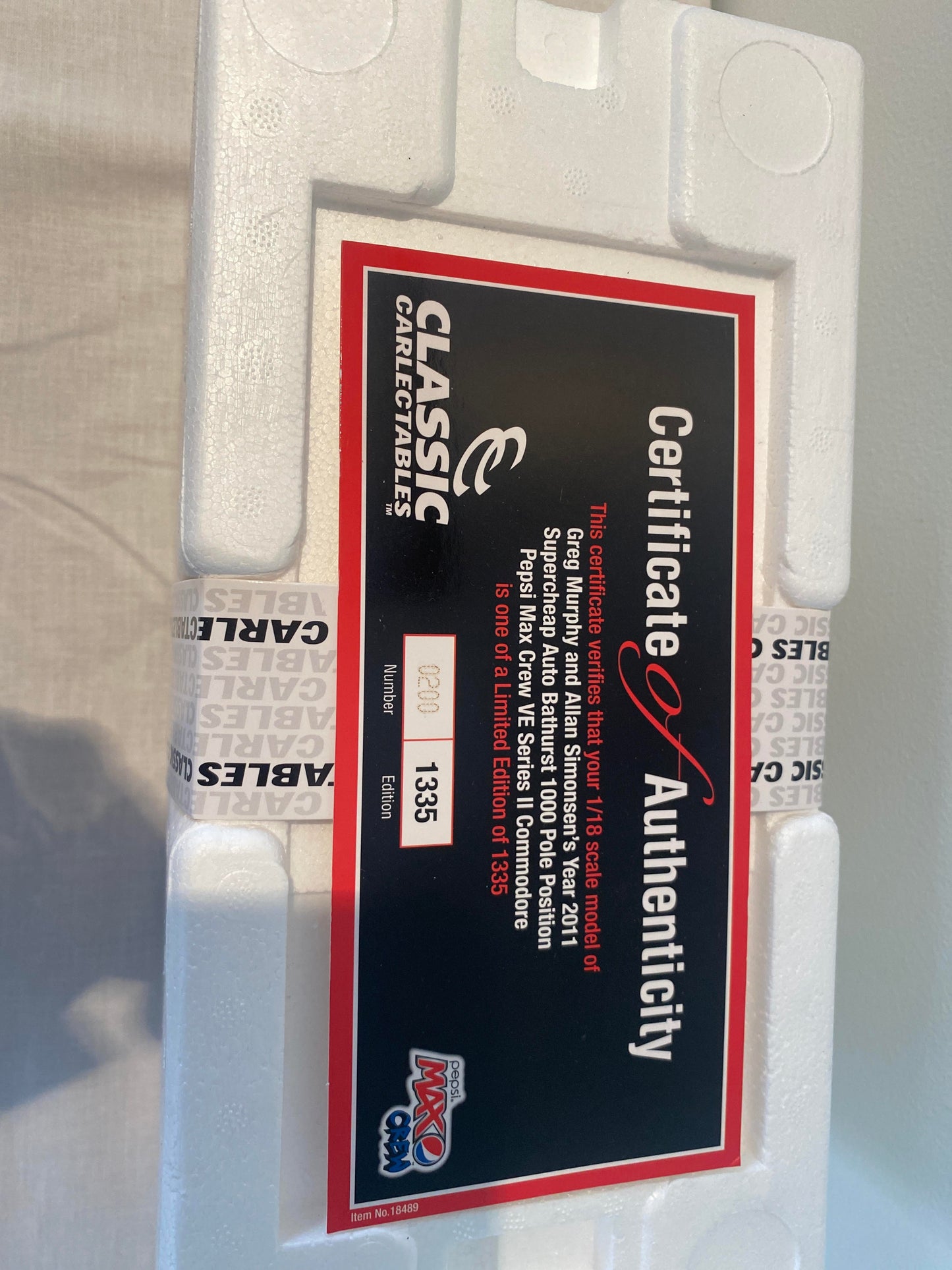 1:18 Greg Murphy Allan Simonsen year 2011 Bathurst 1000 Pole Position Pepsi Max Crew VE Series 2 Commodore