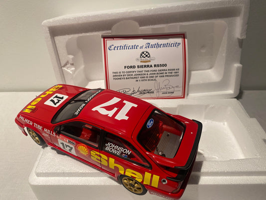 1:18 [SIGNED] Ford Sierra rs500 Dick Johnson and John Bowe 1991 Tooheys Bathurst 1000